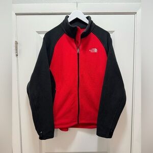 Vintage The North Face Red and Black Zip Up Fleece Jacket